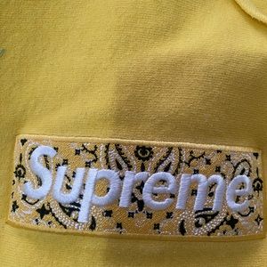 supreme yellow bandanna box logo hoodie